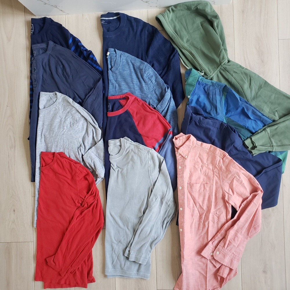 GAP Shirts Bundle Mens Small Long Sleeve Hoodie Casual Solid Essentials Lot‎ 12